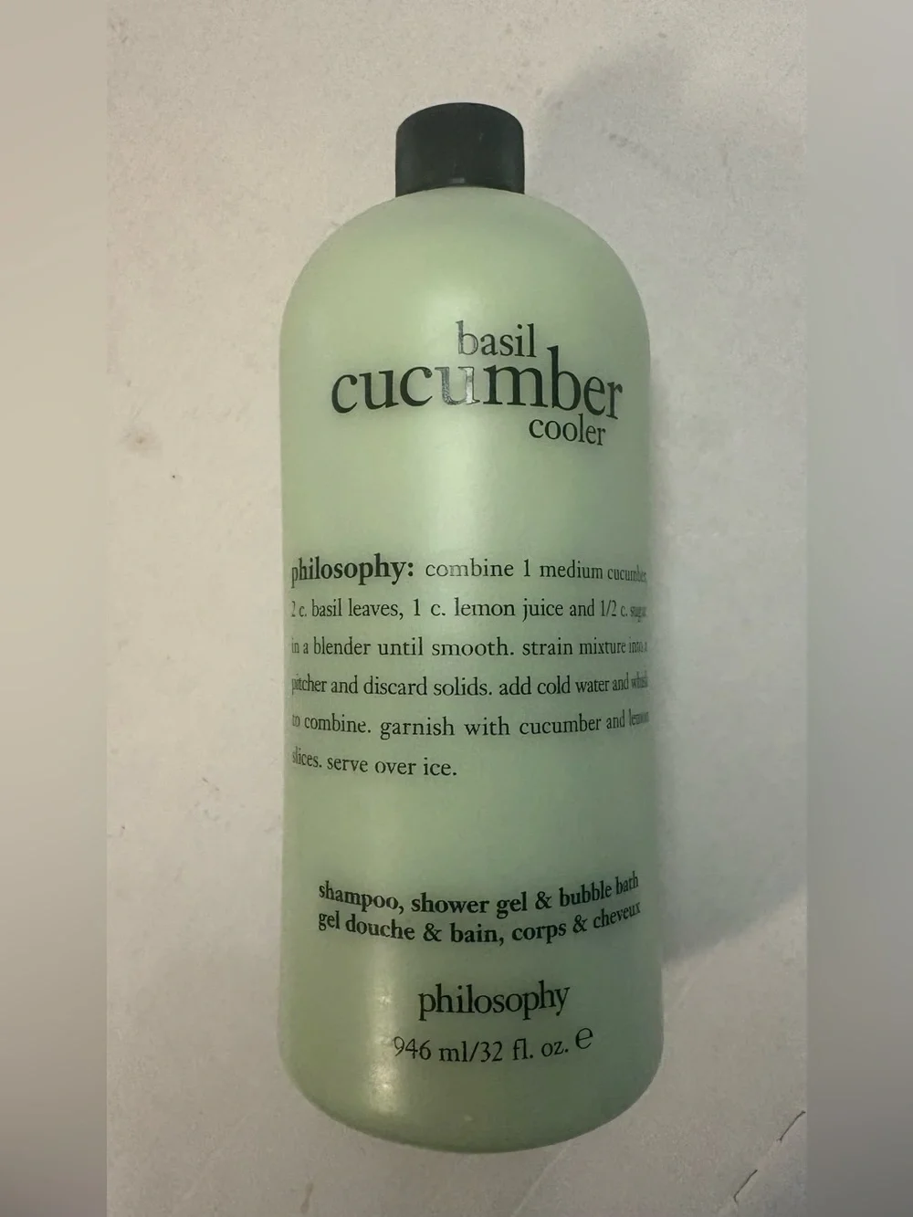 philosophy Basil Cucumber Cooler Shampoo, Shower Gel and Bubble Bath 32 oz.